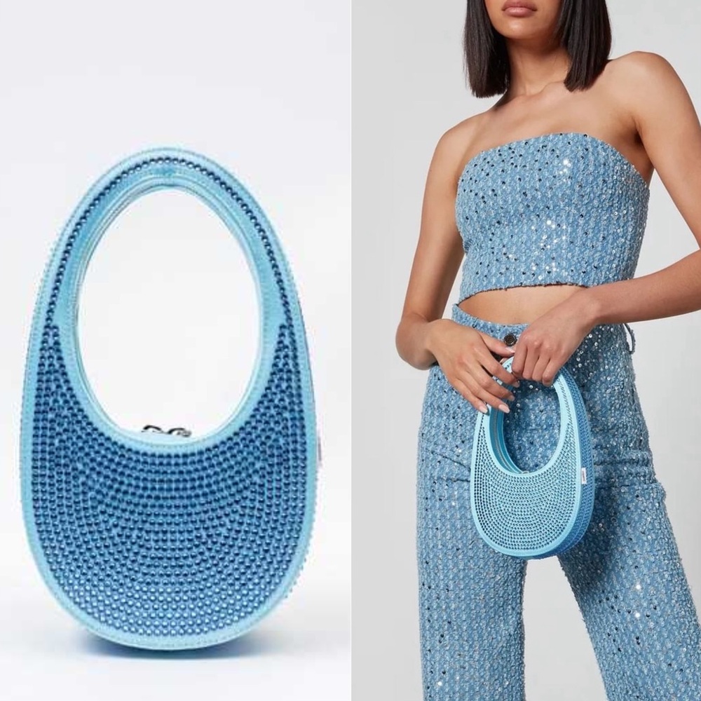 Coperni Swipe Mini Embellished Shoulder Bag in Blue